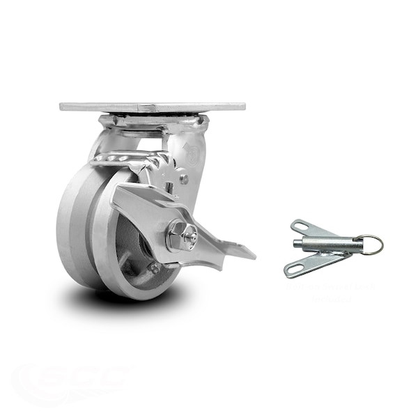 5 Inch V Groove Semi Steel Caster with Roller Bearing and Brake/Swivel Lock SCC